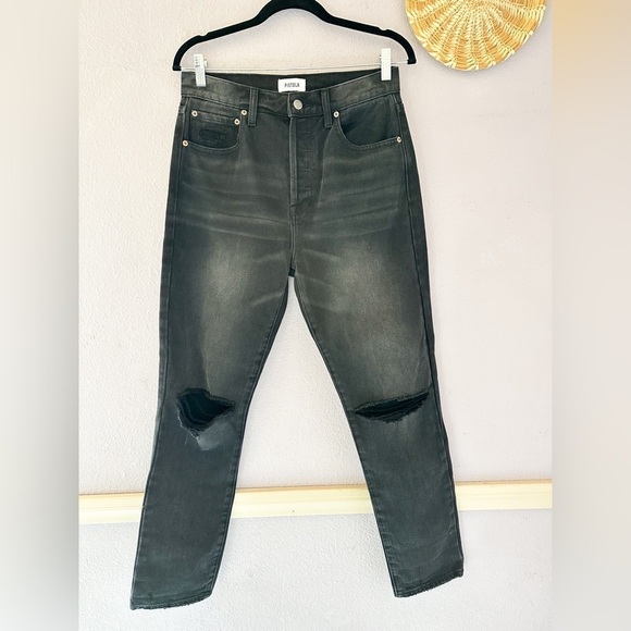 PISTOLA Keaton High Waisted Slim Straight Taurus Denim Jeans In Black Size 27 - Picture 4 of 7